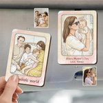 Personalised Watercolor Photo Wooden Car Visor Clip with Text Car Accessories Birthday Anniversary Gift for Couple Family Friend