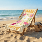 Personalised Abstract Style Birth Flower Quick Dry Oversized Beach Towel with Name Beach Party Birthday Gift for Family Friends