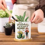 Gepersonaliseerde Geboortebloem Cartoon Karakter Keramische Plant Pot met Naam en Bamboe Base Tuin Home Decor Verjaardagscadeau voor tuinieren liefhebbers Familie