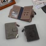 Portefeuille personnalisé avec photo initiale et nom gravés - Porte-billet triple-pli en cuir PU - Cadeau d'anniversaire fête des Pères pour hommes