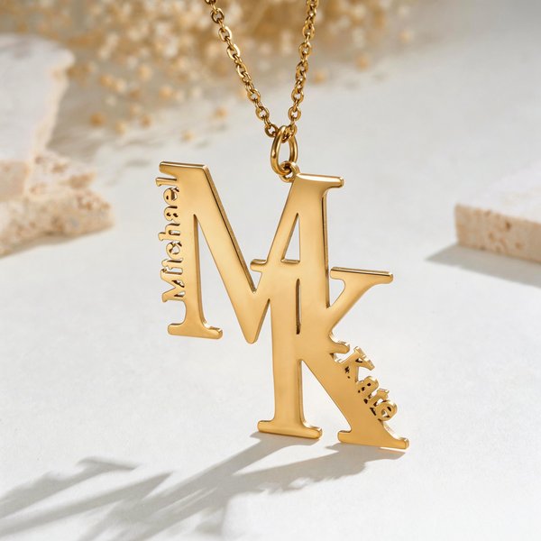 Personalized Double Initials Names Necklace Dainty Jewelry Wedding Birthday Anniversary Mother's Day Gift for Women