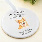 Adorno redondo de cerámica personalizado con foto de mascota con nombre y año Decoración de ventana Regalo de compromiso para novia Novio Amante de las mascotas