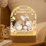 Veilleuse personnalisée en acrylique avec nom et socle en bois Décoration de chambre Anniversaire Fête des mères Cadeau pour nouvelle maman