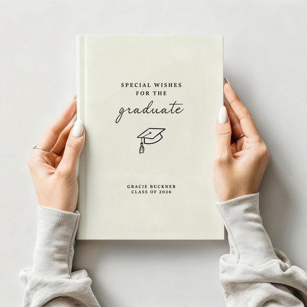 Personlig flerfarget gjestebok med navn, årstall og 100 linjerte sider Graduation Gift for Graduates