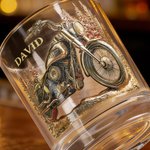 Personalisierte Cool Motorrad Design 10 oz Rock Whiskey Glas mit Namen Vatertag Geburtstag Geschenk für Mann Whiskey-Liebhaber