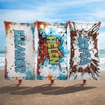 Personalized Graffiti Style Quick Dry Oversized Microfiber Beach Towel with Name Summer Vacation Beach Party Birthday Gift for Kids Friends