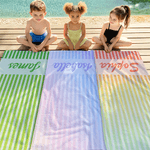 Personalised Gradient Stripes Quick Dry Oversized Microfiber Beach Towel with Name Summer Vacation Travel Use Birthday Gift for Family Friends