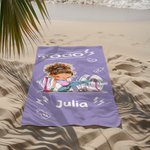 Personalised Togo Cartoon Gym Girl Quick Dry Microfiber Beach Towel with Name Beach Party Swimming Pool Essential Birthday Gift for Gym Lovers