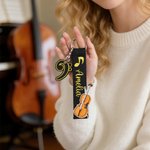 Personalisierte gestickte Cello Violine Golden Musical Note Keychain mit Namen Musik Studio Festival Verwendung Geburtstag Geschenk für Musikliebhaber Musiker