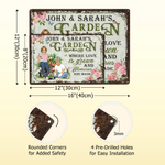 Personalized Retro Cartoon Character Garden Metal Sign with Name and Text Garden Decor Mother's Day Birthday Gift for Grandma Mom Gardening Lovers