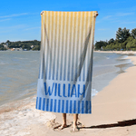 Personalised Gradient Stripes Quick Dry Oversized Microfiber Beach Towel with Name Summer Vacation Travel Use Birthday Gift for Family Friends