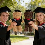 Personalisierter Niedlicher Absolventenhut Plüsch Teddybär mit Namen und Uni-Wappen Schule Abschluss Geschenk für Kinder Absolventen der Klasse 2026