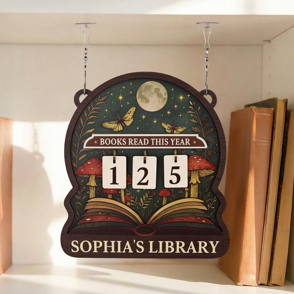 Personalised Books Read This Year Wooden Read Tracker with Text Library Bookshelf Decor Study Space Use Birthday Gift for Bookworms Book Lovers