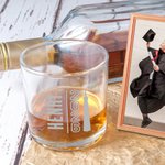 Personalised Graduation Cap Name Whiskey Rocks Glass with School Name and Year Graduation Party Birthday Gift for Graduates Classmates Drinkers