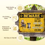 Personalized Paw Print Cartoon Character Dog Garden Tinplate Sign with Name Garden Decor Birthday Anniversary Gift for Pet Owner Lover