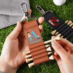 Personalisierte Cartoon Character Initial PU Leder Golf Tee Halter Tasche Tag mit Namen und 5 Pcs Bambus Tees Spiel Tag Geburtstag Geschenk für Golfspieler