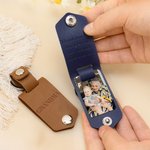 Personalized Multicolor Photo Leather Keychain with Engraved Title and Text Birthday Anniversary Gift for Family Friends Lover