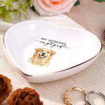Personalizzato acquerello Pet Photos Ceramic Trinket Jewelry Dishish Uso quotidiano Engagement Party Anniversary Gift for Newlyweds Pampered Family