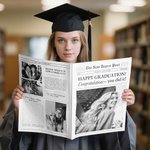 Personalized Graduation Newspaper Vintage Wrapping Paper with Text and Photo for Flower Bouquet Graduation Gift for High School College Graduates