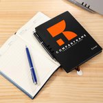 Personalizada Logotipo de la empresa PU cuero cuaderno pluma Set con nombre y lema aniversario promoción regalo para el empleado