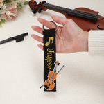 Personalisierte gestickte Cello Violine Golden Musical Note Keychain mit Namen Musik Studio Festival Verwendung Geburtstag Geschenk für Musikliebhaber Musiker