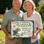 Personalized Retro Cartoon Character Garden Metal Sign with Name and Text Garden Decor Mother's Day Birthday Gift for Grandma Mom Gardening Lovers