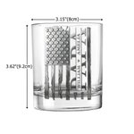 Personalised Vintage American Flag Design 10 oz Rock Whiskey Glass with 1-6 Names Father's Day Birthday Gift for Men Whiskey Lovers