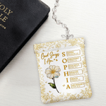 Personalised God Says I Am Birth Flower PU Leather Rosary Pouch with Name Daily Storage Mother's Day Gift for Christian Mother