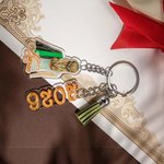 Porte-clés personnalisé en forme de silhouettes de la promotion 2026 avec pompon Cadeau pour les diplômés