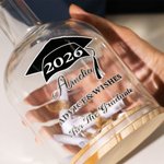 Bottiglia di vetro per barattolo di auguri e consigli di laurea personalizzati con messaggio dell'anno e nome in bottiglia, regalo di laurea per laureati