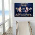 Personalized Cartoon Character Clip Art Horizontal Metal Sign with Text and Name Swimming Pool Decor Birthday Gift for Couples