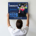 Photo de fin d'études personnalisée sur toile avec paillettes, sans cadre, avec nom Cadeau de fin d'études pour la classe 2026