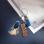 Porte-clés personnalisé en forme de silhouettes de la promotion 2026 avec pompon Cadeau pour les diplômés