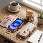 Personalised Cute Highland Cow Flower PU Leather Flip Wallet Phone Case with Name RFID Blocking Card Holder Mother's Day Birthday Gift for Women