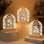 Personalized Cute Daisy Animal Acrylic Night Light with Name and Wooden Base Room Decor Birthday Mother's Day Gift for Mom Baby