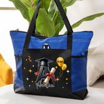 Personalized Graduation Cap Initial Name Large Tote Bag with Mesh Pockets Travel Accessories Graduation Gift for Friend Family
