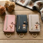 Personalised Cute Highland Cow Flower PU Leather Flip Wallet Phone Case with Name RFID Blocking Card Holder Mother's Day Birthday Gift for Women