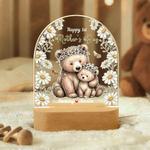 Personalized Cute Daisy Animal Acrylic Night Light with Name and Wooden Base Room Decor Birthday Mother's Day Gift for Mom Baby