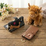 Personalised Cute Highland Cow Flower PU Leather Flip Wallet Phone Case with Name RFID Blocking Card Holder Mother's Day Birthday Gift for Women