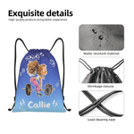 Personalized Cartoon Fitness Girl Gradient Drawstring Bag with Name Daily Use Sport Event Gift for Gym Girls