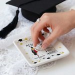 Personalized Cartoon Graduate Character Bible Name Ceramic Trinket Jewellery Dish with Year and School Name Graduation Gift for 2026 Graduates