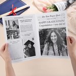 Personalized Graduation Newspaper Vintage Wrapping Paper with Text and Photo for Flower Bouquet Graduation Gift for High School College Graduates