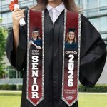 Personalisierte Multicolor Glitter Foto Graduierung Schärpe mit Namen und Jahr Graduierung Geschenk für Klasse von 2026 Absolventen