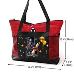 Personalized Graduation Cap Initial Name Large Tote Bag with Mesh Pockets Travel Accessories Graduation Gift for Friend Family