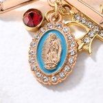 Personalized Virgin Mary Bow Cross Brooch Pin with Initial or Birthstone Birthday Baptism Gift for Woman Baby Christian