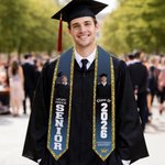 Personalisierte Multicolor Glitter Foto Graduierung Schärpe mit Namen und Jahr Graduierung Geschenk für Klasse von 2026 Absolventen