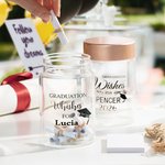 Bottiglia di vetro per barattolo di auguri e consigli di laurea personalizzati con messaggio dell'anno e nome in bottiglia, regalo di laurea per laureati