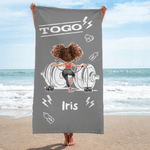Personlig Togo Cartoon Gym Girl Quick Dry Microfiber Beach Handduk med namn Beach Party Swimming Pool Essential Födelsedagspresent för gymälskare