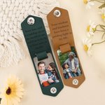 Personalized Multicolor Photo Leather Keychain with Engraved Title and Text Birthday Anniversary Gift for Family Friends Lover