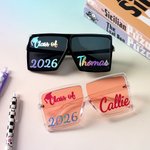 Cappello di laurea personalizzato Classe 2026 Occhiali da sole quadrati con anno e nome Bomboniera di partito Regalo di cerimonia di laurea per amici laureati
